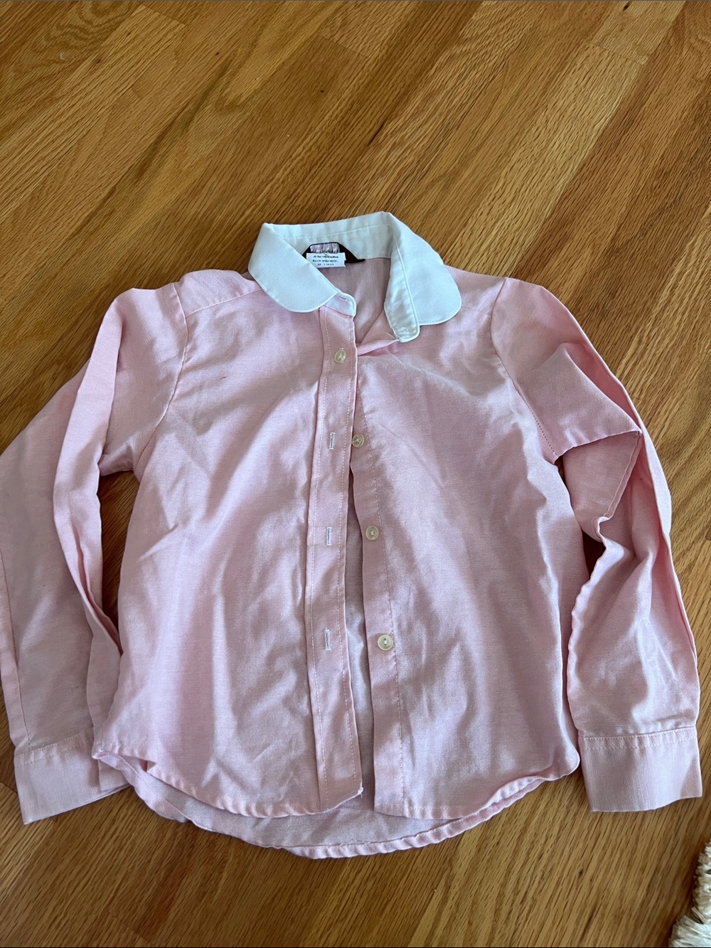 Vintage Great Connections Light Pink Girls' Button-Up Shirt with White Collar 6
